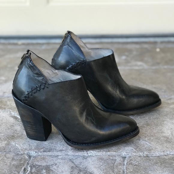 Freebird Distressed Black Stitched Ankle Bootie - Picture 2 of 8